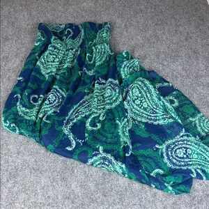 Old Navy Blue and Green Paisley Strapless Maxi Dress